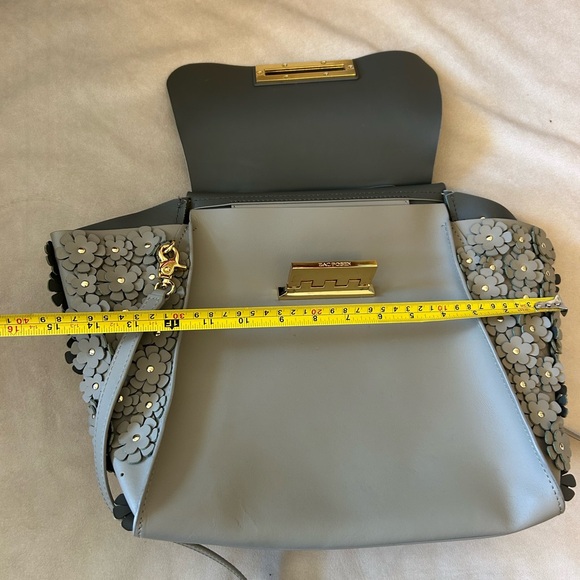 Zac Posen Light Gray Floral-Appliqué Top-Handle Satchel - Picture 5 of 6